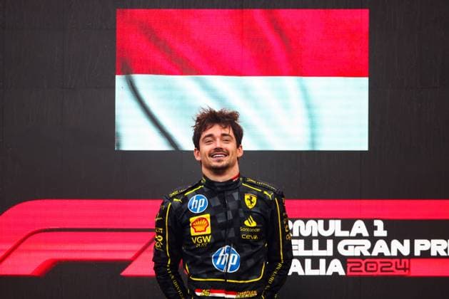 F1 Italian Grand Prix Charles Leclerc of Ferrari celebrates on the podium after winning the Italian Formula One Grand Prix at Autodromo Nazionale Monza circuit, in Monza on September 1st, 2024. Monza Italy  Copyright: xBeataxZawrzelx originalFilename:zawrzel-f1italia240901_nplAj.jpg