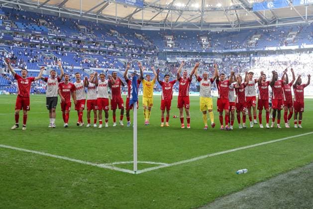 2 Bundesliga FC Schalke 04 1 FC Köln on 01 09 2024 in the Veltins Arena at Schalke Cheers and joy at the victory for the team from 1 FC Köln MH