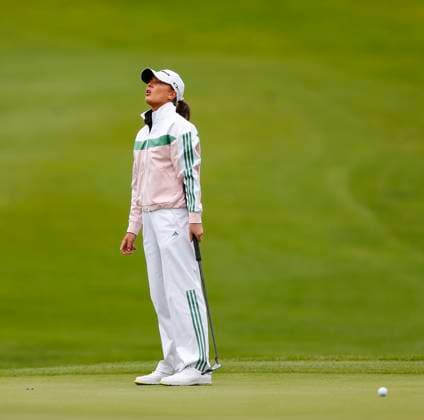 1st September 2024; The O& x2019;Meara Course at Carton House, Maynooth, County Kildare, Ireland; KPMG Womens Irish Open Golf, Final Round; Annabel Dimmock (ENG) reacts to a missed putt on the 10th green  ActionPlus12689070 PeterxFitzpatrick