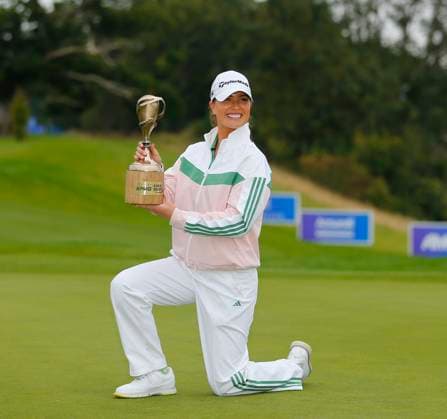 1st September 2024; The O& x2019;Meara Course at Carton House, Maynooth, County Kildare, Ireland; KPMG Womens Irish Open Golf, Final Round; Annabel Dimmock (ENG) with the winners trophy  ActionPlus12689043 PeterxFitzpatrick