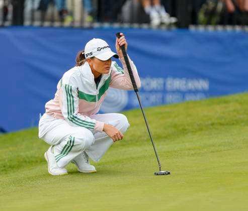 1st September 2024; The O& x2019;Meara Course at Carton House, Maynooth, County Kildare, Ireland; KPMG Womens Irish Open Golf, Final Round; Annabel Dimmock (ENG) lines up her putt on the 18th green  ActionPlus12689107 PeterxFitzpatrick