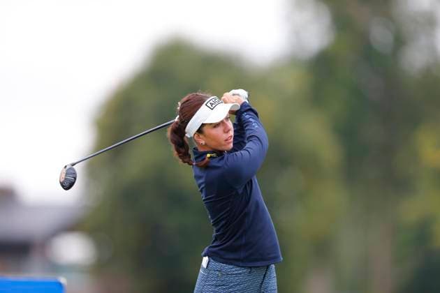 1st September 2024; The O& x2019;Meara Course at Carton House, Maynooth, County Kildare, Ireland; KPMG Womens Irish Open Golf, Final Round; Georgia Hall (ENG) get ready to tee off on the 5th hole  ActionPlus12689054 PeterxFitzpatrick