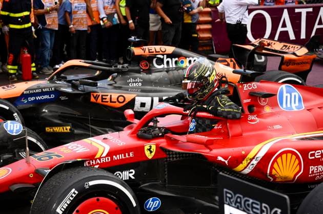 1st September 2024; Autodromo Nazionale Monza, Monza, Italy; Formula 1 Italian Grand Prix 2024; Race Day; Charles Leclerc of Monaco Scuderia Ferrari HP F1 Team parked as winner in parc ferme  ActionPlus12689112 StefanoxGuidi