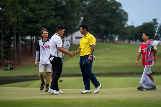 September 1, 2024, Atlanta, Georgia, USA: PGA, Golf Herren Tour Championship. Round 4 ÃƒÂ¢Ã¢â€šÂ¬ Sungjae Im and hideki matsuyama Atlanta USA - ZUMAc170 20240901_znp_c170_064 Copyright: xAndrewxClarkx