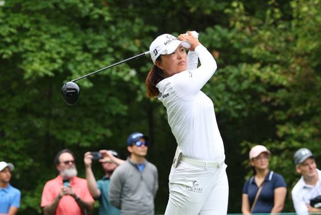 NORTON, MA - SEPTEMBER 01: Jin Young Ko of Korea drives from the 2nd tee box during the final round of the LPGA, Golf Damen 2024 FM Global Championship on September 1, 2024, at TPC Boston in Norton, MA. (Photo by M. Anthony Nesmith Icon Sportswire) GOLF: SEP 01 LPGA FM Global Championship EDITORIAL USE ONLY Icon24090123