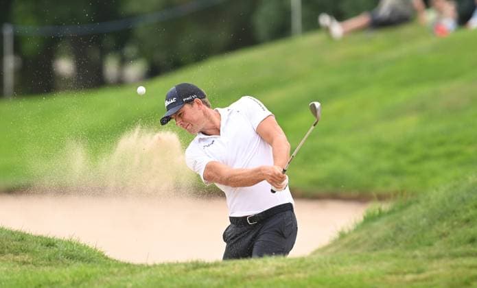 Niklas Norgaard from a bunker on the 17th Green Betfred British Masters 2024, Day Four, Golf, The Belfry, Sutton Coldfield, UK - 01 Sep 2024  Copyright: xGreigxCowie Shutterstockx 14673146bl