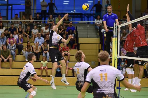 Attack, Ben Simon Bonin Barock Volleys MTV Ludwigsburg, 06 , TV Rottenburg Barock Volleys MTV Ludwigsburg, Volleyball, Test match, 03 09 2024, TV Rottenburg Barock Volleys MTV Ludwigsburg, Volleyball, Test match, 03 09 2024 Rottenburg Copyright: xEibner-Pressefoto RalphxKunzex EP_RKE