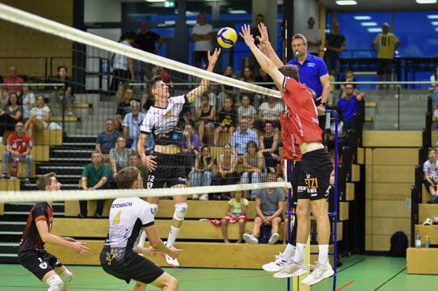 Mykyta Shapovalov Barock Volleys MTV Ludwigsburg, 12 against Maik Trautmann TV Rottenburg, 06 TV Rottenburg Barock Volleys MTV Ludwigsburg, Volleyball, test match, 03 09 2024, TV Rottenburg Barock Volleys MTV Ludwigsburg, Volleyball, test match, 03 09 2024 Rottenburg Copyright: xEibner-Pressefoto RalphxKunzex EP_RKE