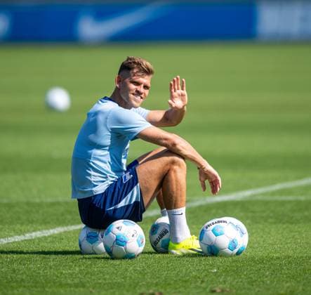 Football, Men, Season 2024 2025, 2 Bundesliga, Hertha BSC, Training, Florian Niederlechner Hertha BSC beckons, 04 09 2024, Copyright: xSebastianxRäppold MatthiasxKochx