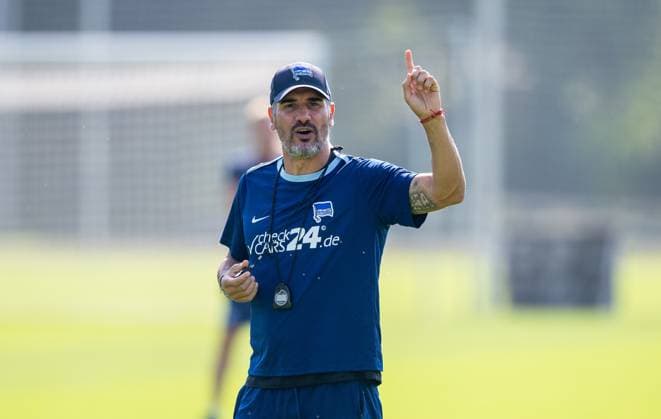 Football, Men, Season 2024 2025, 2 Bundesliga, Hertha BSC, Training, Coach Cristian Fiel Hertha BSC , 04 09 2024, Copyright: xSebastianxRäppold MatthiasxKochx