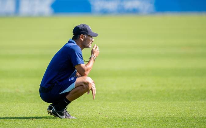 Football, Men, Season 2024 2025, 2 Bundesliga, Hertha BSC, Training, Coach Cristian Fiel Hertha BSC , 04 09 2024, Copyright: xSebastianxRäppold MatthiasxKochx