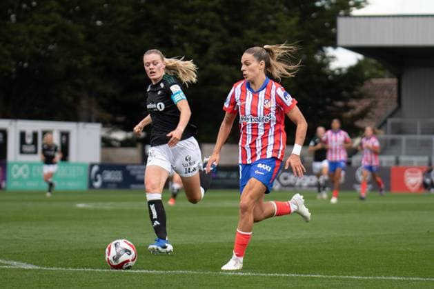 Atletico de Madrid Femenino and Rosenborg Kvinner - UEFA Women™s Champions League Qualifying LONDON, ENGLAND - SEPTEMBER 4: Gio Garbelini of Atletico de Madrid Femenino during the UEFA Women™s Champions League Qualifying match between Atletico de Madrid Femenino and Rosenborg Kvinner at Borehamwood on September 4, 2024 in London, England Copyright: xNinaxFarooqix