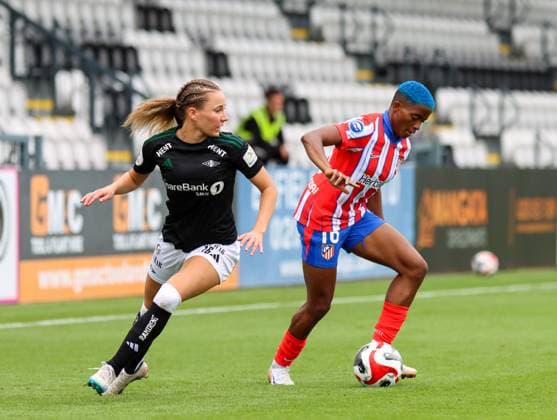 Borenhamwood, London, England, 4th September 2024: Rasheedat Buzado Ajibade (16 Atletico Madrid) during the UEFA Champions League Round 1 match between Atlectio Madrid and Rosenborg BK Kvinner on Wednesday 4th September 2024 at Meadow Park Stadium, Borenhamwood, London, England. (Claire Jeffrey SPP) Copyright: xClairexJeffrey SPPx spp-en-ClJe-MADRIDVROSENBORG-4