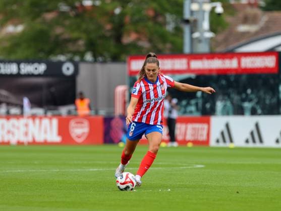 Borenhamwood, London, England, 4th September 2024: Vilde Boe Risa (6 Atletico Madrid) during the UEFA Champions League Round 1 match between Atlectio Madrid and Rosenborg BK Kvinner on Wednesday 4th September 2024 at Meadow Park Stadium, Borenhamwood, London, England. (Claire Jeffrey SPP) Copyright: xClairexJeffrey SPPx spp-en-ClJe-MADRIDVROSENBORG-9
