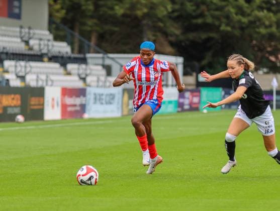 Borenhamwood, London, England, 4th September 2024: Rasheedat Buzado Ajibade (16 Atletico Madrid) during the UEFA Champions League Round 1 match between Atlectio Madrid and Rosenborg BK Kvinner on Wednesday 4th September 2024 at Meadow Park Stadium, Borenhamwood, London, England. (Claire Jeffrey SPP) Copyright: xClairexJeffrey SPPx spp-en-ClJe-CJ-SPP-FOOTBALL-ATLvROS005