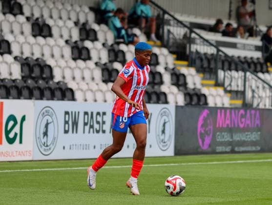 Borenhamwood, London, England, 4th September 2024: Rasheedat Buzado Ajibade (16 Atletico Madrid) during the UEFA Champions League Round 1 match between Atlectio Madrid and Rosenborg BK Kvinner on Wednesday 4th September 2024 at Meadow Park Stadium, Borenhamwood, London, England. (Claire Jeffrey SPP) Copyright: xClairexJeffrey SPPx spp-en-ClJe-CJ-SPP-FOOTBALL-ATLvROS011