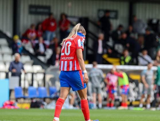 Borenhamwood, London, England, 4th September 2024: Andrea Medina (20 Atletico Madrid) walks back dejected after missing her penalty during the UEFA Champions League Round 1 match between Atlectio Madrid and Rosenborg BK Kvinner on Wednesday 4th September 2024 at Meadow Park Stadium, Borenhamwood, London, England. (Claire Jeffrey SPP) Copyright: xClairexJeffrey SPPx spp-en-ClJe-CJ-SPP-FOOTBALL-ATLvROS047