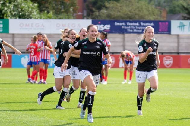 Atletico de Madrid Femenino and Rosenborg Kvinner - UEFA Women™s Champions League Qualifying LONDON, ENGLAND - SEPTEMBER 4: Rosenborg Kvinner during the UEFA Women™s Champions League Qualifying match between Atletico de Madrid Femenino and Rosenborg Kvinner at Borehamwood on September 4, 2024 in London, England Copyright: xNinaxFarooqix