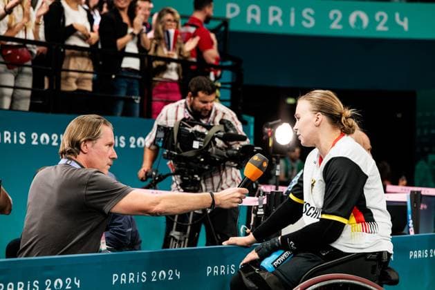 Paris 2024 Paralympics Wheelchair basketball quarter-finals Canada Germany Women, 04 09 2024 PARIS, FRANCE 04 September Wheelchair basketball quarter-finals Canada Germany Women, Paris 2024 Paralympics on 04 09 2024 at the Bercy Arena in Paris France Mareike Miller Germany, 4 in ZDF interview Copyright: xBEAUTIFULxSPORTS Wunderlx