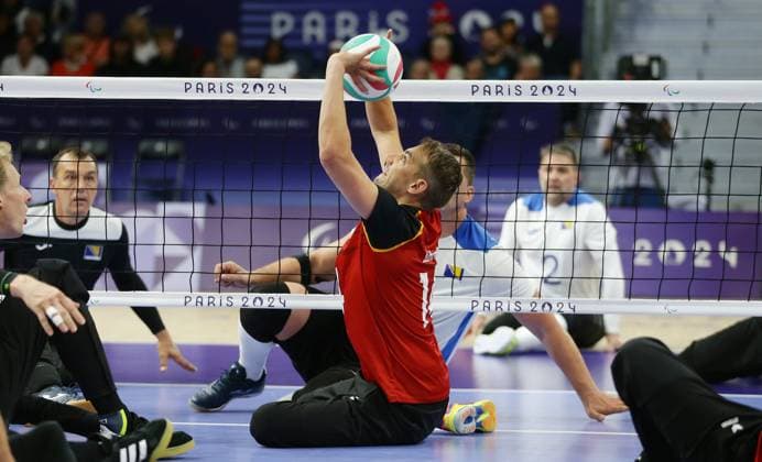Paris , Paralympics , Sitting volleyball , Germany vs Bosnia and Herzegovina , Torben Schiewe GER