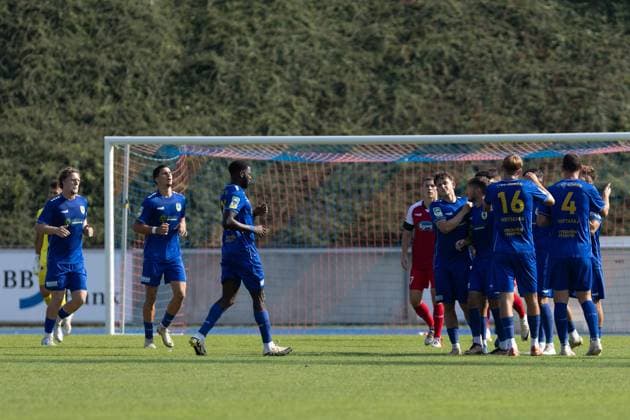 FVM Benefiz Blitz Tournament Viktoria Köln 1 FC Düren 05 09 2024 1 FC Düren celebrating after the goal FVM Benefiz Blitz Tournament presented by Sparkasse KölnBonn Viktoria Köln 1 FC Düren Sportpark Nord, Bonn, 05 09 2024 Copyright: xBEAUTIFULxSPORTS Buriakovx