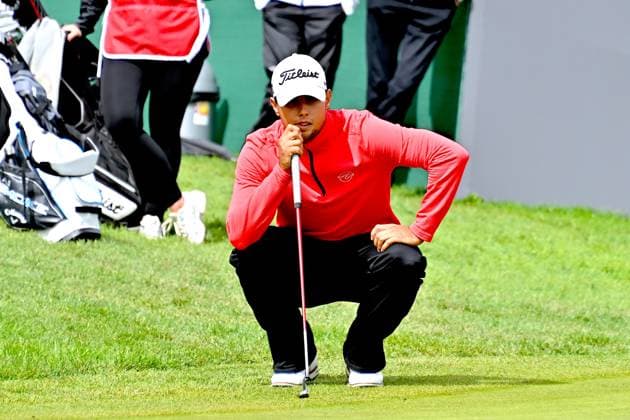 Crans-Montana, 05.09.2024, Golf - Omega European Masters, Nicola Gerhardsen (SUI) Hole 18 (Dubuis Frederic Imago Images)