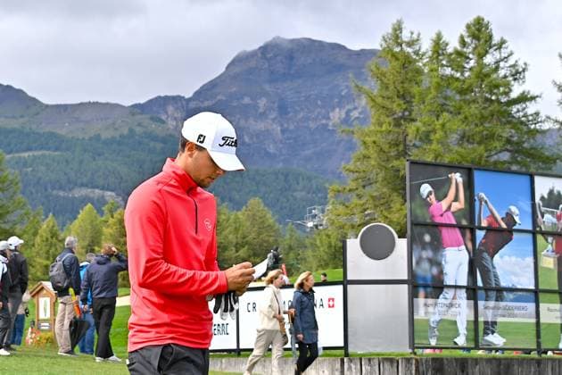 Crans-Montana, 05.09.2024, Golf - Omega European Masters, Nicola Gerhardsen (SUI) Hole 18 (Dubuis Frederic Imago Images)