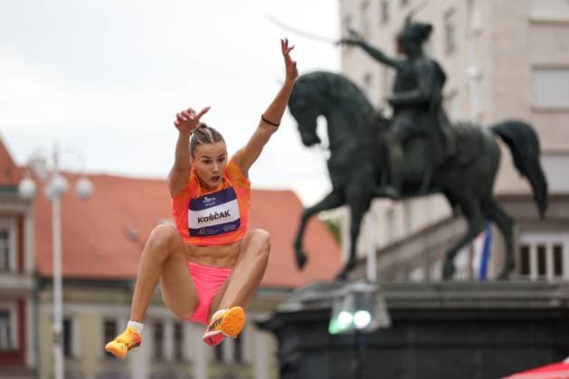 Sport Themen der Woche KW36 Sport Bilder des Tages 74th Boris Hanzekovic Memorial - World Athletics Continental Tour Gold - Day 1 ZAGREB, CROATIA - SEPTEMBER 6: Jana Koscak of Croatia compete in Women s Long Jump during day 1 of the 74th Boris Hanzekovic Memorial, part of the World Athletics Continental Tour Gold, at Ban Jelalic Square on September 6, 2024 in Zagreb, Croatia. Photo by Igor Kralj Pixsell  IgorxKralj PIXSELL