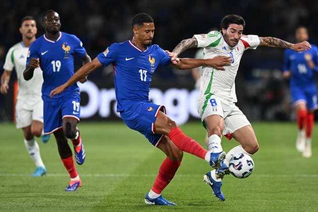 Sport Bilder des Tages Db Parigi (Francia) 06 09 2024 - Nations League Francia-Italai foto Daniele Buffa Image nella foto: Sandro Tonali-William Saliba 