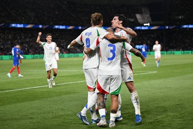 Db Parigi (Francia) 06 09 2024 - Nations League Francia-Italia foto Daniele Buffa Image nella foto: esultanza gol Federico Dimarco 