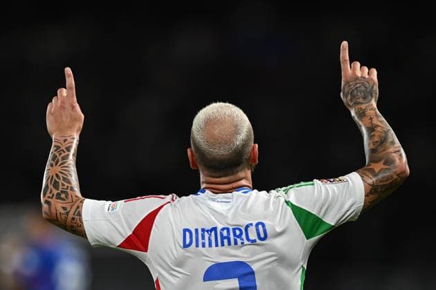 Db Parigi (Francia) 06 09 2024 - Nations League Francia-Italia foto Daniele Buffa Image nella foto: esultanza gol Federico Dimarco 