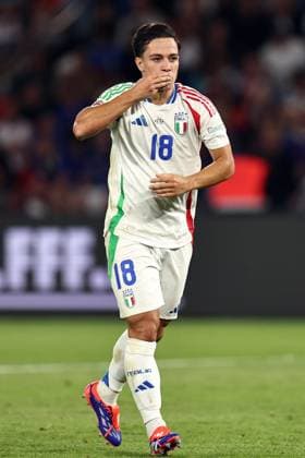 Parigi (Francia) 06 09 2024 - Nations League Francia-Italia foto Image nella foto: esultanza gol Giacomo Raspadori 