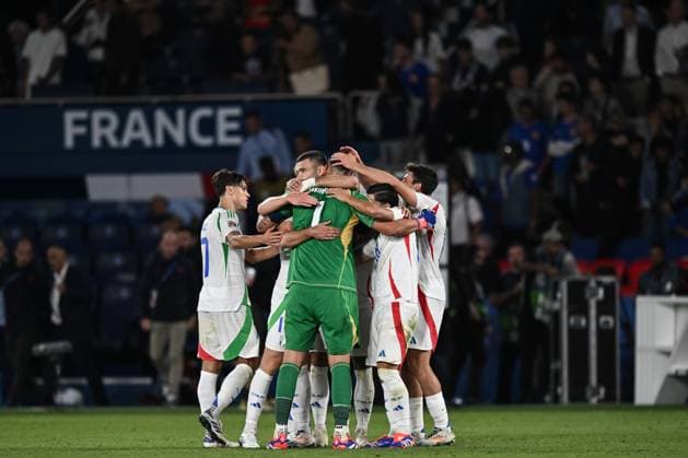 Db Parigi (Francia) 06 09 2024 - Nations League Francia-Italia foto Daniele Buffa Image nella foto: esultanza a fine gara Italia 