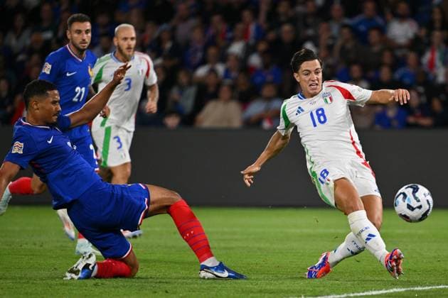 Dc Parigi (Francia) 06 09 2024 - Nations League Francia-Italia foto Domenico Cippitelli Image nella foto: gol Giacomo Raspdori 