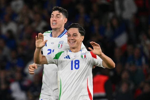 Dc Parigi (Francia) 06 09 2024 - Nations League Francia-Italia foto Domenico Cippitelli Image nella foto: esultanza gol Giacomo Raspdori 