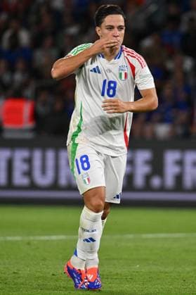 Dc Parigi (Francia) 06 09 2024 - Nations League Francia-Italia foto Domenico Cippitelli Image nella foto: esultanza gol Giacomo Raspdori 