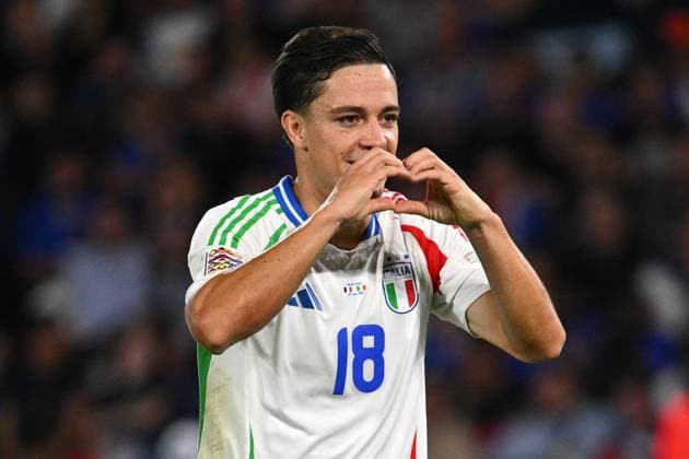 Dc Parigi (Francia) 06 09 2024 - Nations League Francia-Italia foto Domenico Cippitelli Image nella foto: esultanza gol Giacomo Raspdori 