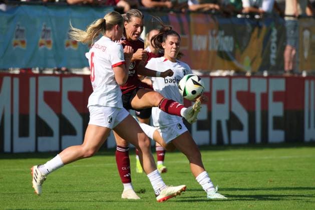 07 09 2024 Soccer Season 2024 2025 DFB Pokal Women 1 FC Nürnberg FCN Clubfrauen SC Freiburg Sportfoto Zink xdcxdex Annie Lee Karich 6, SC Freiburg , Medina Desic 10, 1 FC Nürnberg FCN , Leela Egli 20 , SC Freiburg