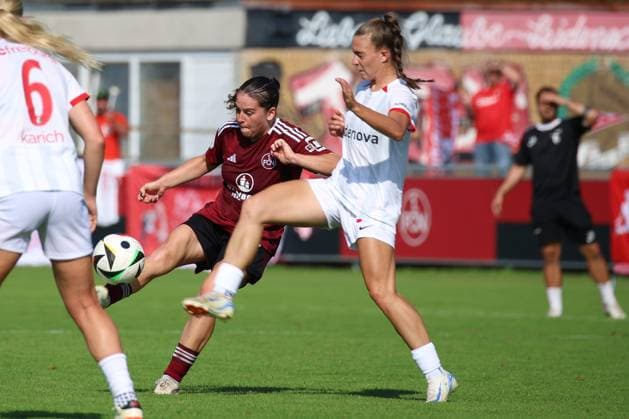 07 09 2024 Soccer Season 2024 2025 DFB Pokal Women 1 FC Nürnberg FCN Clubfrauen SC Freiburg Sportfoto Zink xdcxdex Jonna Brengel 17, 1 FC Nürnberg FCN , Mia Büchele 31 , SC Freiburg