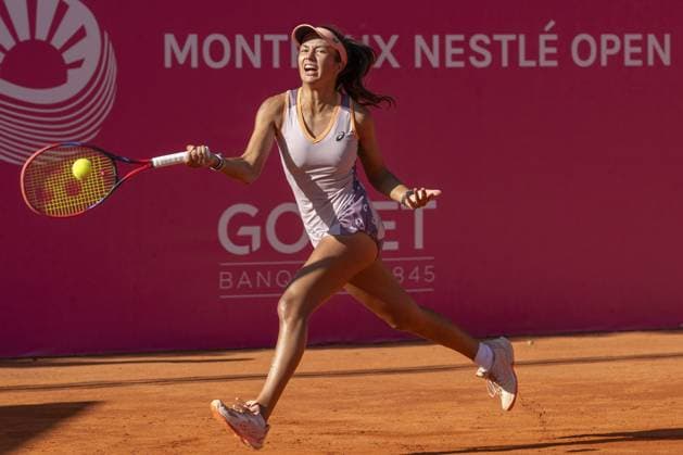 Montreux: Montreux Switzerland, 09 07 2024: Petra Marcinko (CRO) vs Nuria Parias Diaz (SPA) during WTA, Tennis Damen 125 Montreux Nestle Open 2024 semi finales seventh day at Montreux Tennis Club. during WTA 125 Montreux Nestle Open, International Tennis match in Montreux, Switzerland, September 07 2024 - Internazionali di Tennis - WTA 125 Montreux Nestle Open  - ZUMAp169 20240907_zsa_p169_423 Copyright: xPatrickxDancel IPAxSportx