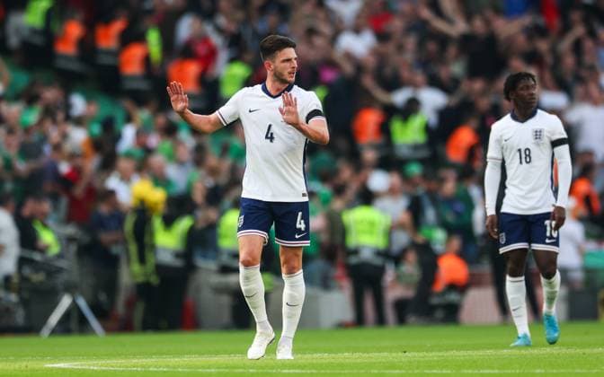 UEFA Nations League Group B2, Aviva Stadium, Dublin 7 9 2024 Republic of Ireland vs England England s Declan Rice after scoring Declan Rice after scoring 7 9 2024  Copyright: x INPHO JamesxCrombiex JRY13063