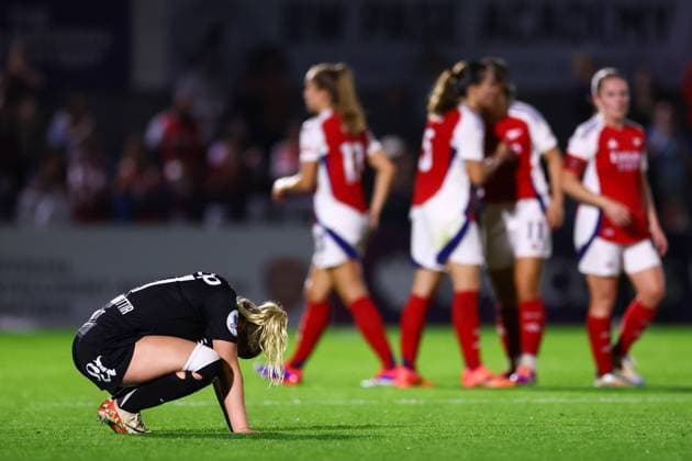 Arsenal gegen Rosenborg 07. September 2024, London UEFA Womens Champions League Qualifier Arsenal gegen Rosenborg Selma Sol Magnusdottir von Rosenborg sieht niedergeschlagen aus Foto Jacques Feeney Offside London UK  Copyright: xJacquesxFeeneyx xOffsidexOffside