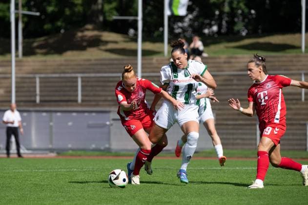 Laura Vogt (8 Koeln) and Flaka Aslanaj (9 Moenchengladbach) battle for the ball during the DFB-Pokal game between Borussia Moenchengladbach and 1. FC Koeln at the Grenzlandstadion in Moenchengladbach, Germany (Martin Pitsch SPP) Copyright: xMartinxPitsch SPPx spp-en-MaPi-20240908_NIKON Z 6_20240908_BMGvKOE-003