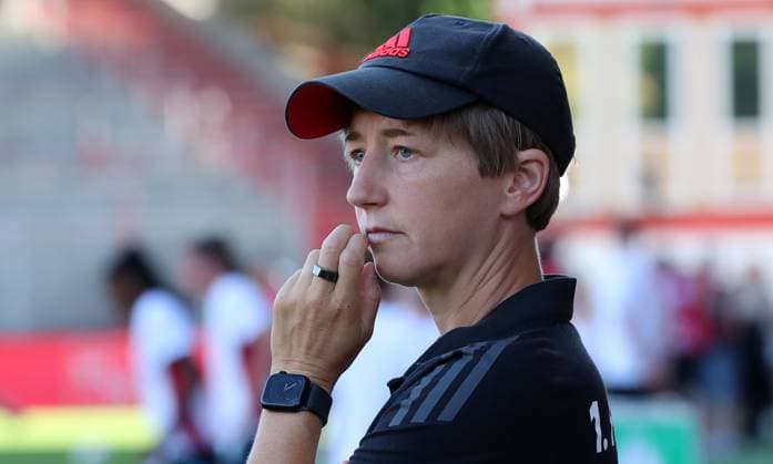 Coach Ailien Poese Portrait Portrait Single image close up Sport Soccer Football Ladies DFB Pokal 2 Round Season 2024 2025 08 09 2024 1 FC Union Berlin vs RB Leipzig RBL DFL regulations prohibit any use of photographs as image sequences and or quasi video