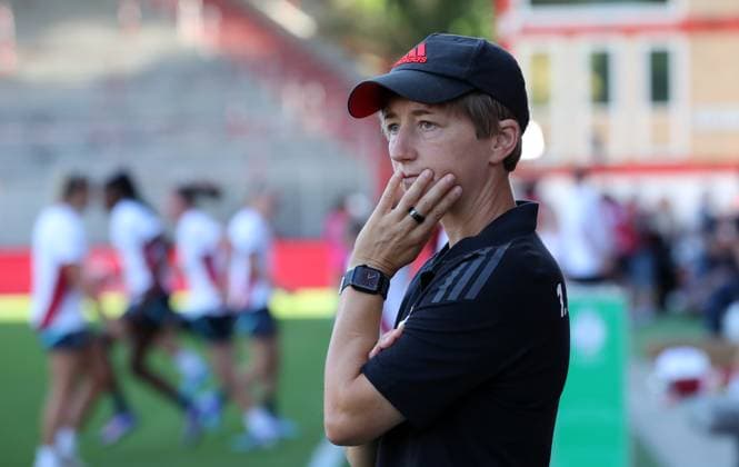 Coach Ailien Poese Portrait Portrait Single image close up Sport Soccer Football Ladies DFB Pokal 2 Round Season 2024 2025 08 09 2024 1 FC Union Berlin vs RB Leipzig RBL DFL regulations prohibit any use of photographs as image sequences and or quasi video