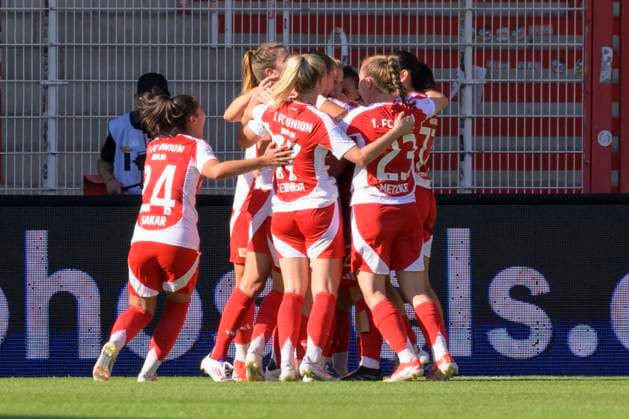 GER, Berlin, Football, 1 FC Union Berlin vs Rasenballsport Leipzig DFB Pokal, 2 Matchday, Women, Bundesliga, DFB, Season 2024 2025, Alte Foersterei, Goal to 1 0 by Dina Orschmann Union Berlin 11 , Goal, Goal, Cheering, Goal celebration, Joy, Enthusiasm, celebrates, DFB DFL REGULATIONS PROHIBIT ANY USE OF PHOTOGRAPHS AS IMAGE SEQUENCES AND OR QUASI VIDEO, 08 09 2024, Copyright: HMBxMedia UwexKoch