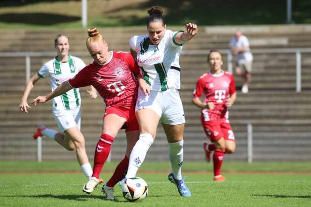 Mönchengladbach, Germany 08 September 2024 DFB Pokal Women 2024 2025 Borussia Mönchengladbach vs 1 FC Köln In the picture from left in duel Flaka Aslanaj Borussia Mönchengladbach and Laura Vogt 1 FC Köln DFB regulations prohibit any use of photographs as image sequences and or quasi video Grenzlandstadion Nordrhein Westfalen Copyright: xFotostandx xVanxderxVeldenx