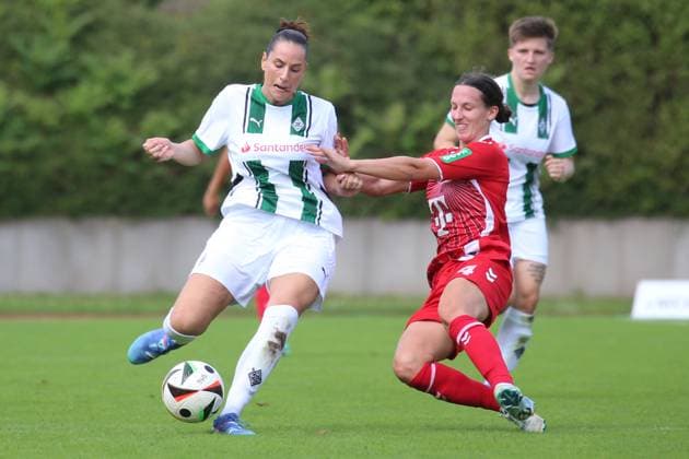 Mönchengladbach, Germany 08 September 2024 DFB Pokal Women 2024 2025 Borussia Mönchengladbach vs 1 FC Köln In the picture from left in duel Flaka Aslanaj Borussia Mönchengladbach and Sara Agrez 1 FC Köln DFB regulations prohibit any use of photographs as image sequences and or quasi video Grenzlandstadion Nordrhein Westfalen Copyright: xFotostandx xVanxderxVeldenx