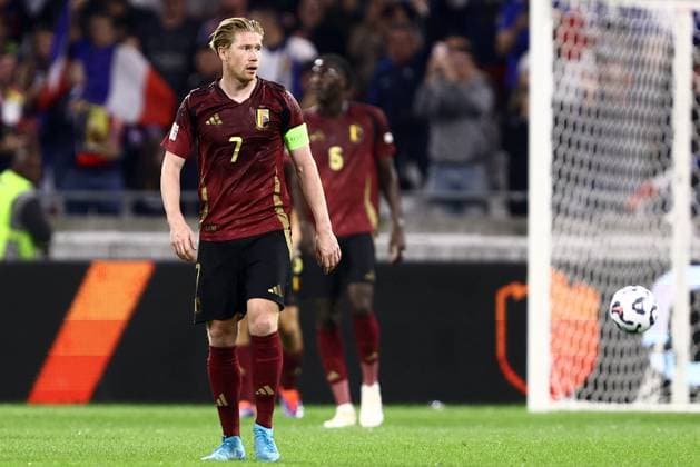 France v Belgium - UEFA Nations League LYON, FRANCE - SEPTEMBER 09 : De Bruyne Kevin forward of Belgium reacts dejected during the UEFA Nations League match in group A2 between France and Belgium on September 9, 2024 in Lyon, France, 09 09 2024 Lyon France  Copyright: xTomasxSiskx