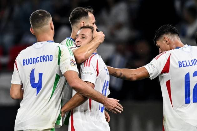 Db Budapest (Ungheria) 09 09 2024 - Nations League Israele-Italia foto Daniele Buffa Image nella foto: esultanza gol Davide Frattesi 